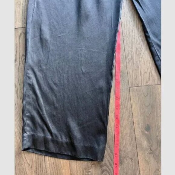 Merona 100% Silk Wide Leg Pants Size 10 Black Luxe Lounge Trousers Side Zip - Picture 6 of 7
